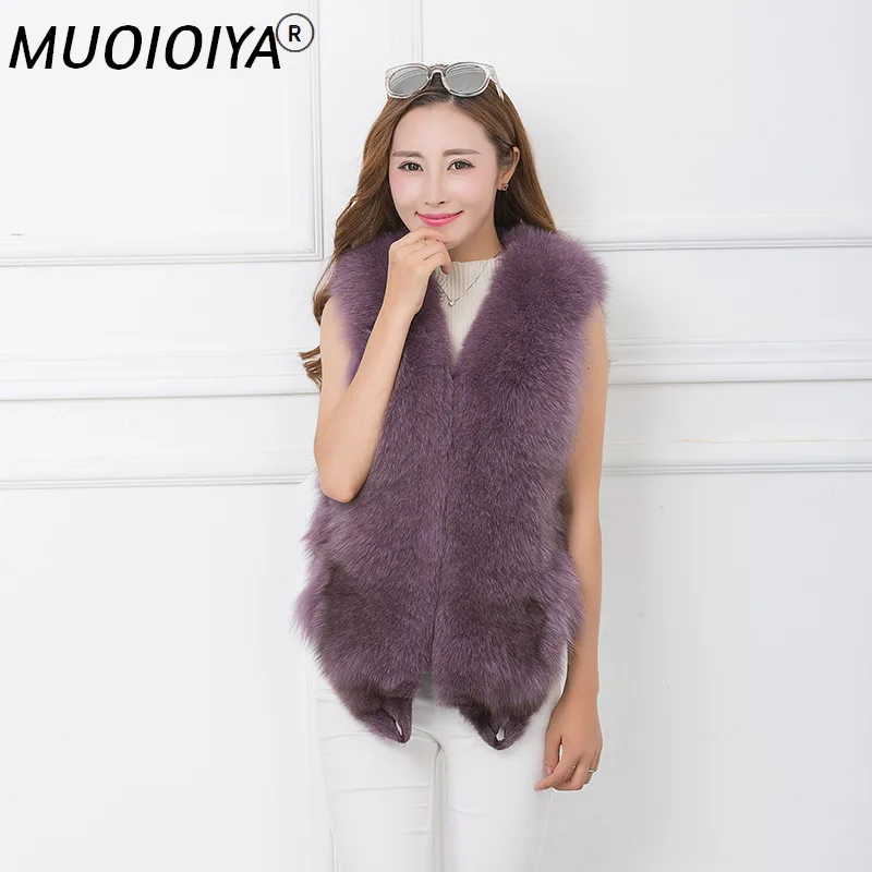 

100% Natural Fox Fur Vest Luxury Women's Vest Waistcoat Real Fur Coat Female Jacket Winter Sleeveless Outerwear WYQ830