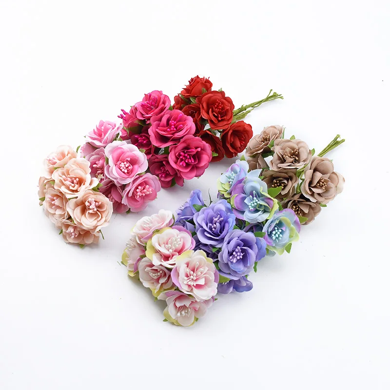 6/18 шт. шелковые розы с тычинками вазы для домашнего декора свадебные