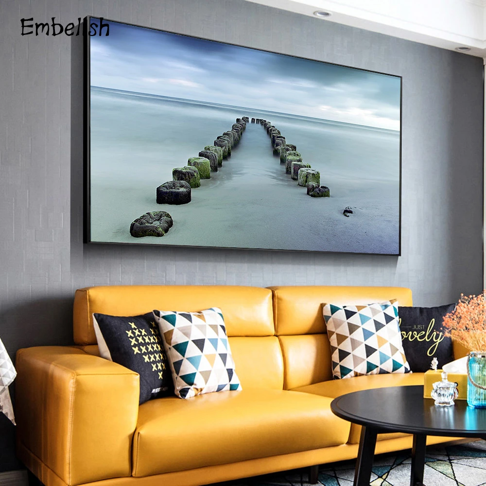 

Embelish 1 Pieces Modern Home Decor Wall Art Posters Sea And Stones Landscape Pictures Living Room HD Print Canvas Paintings