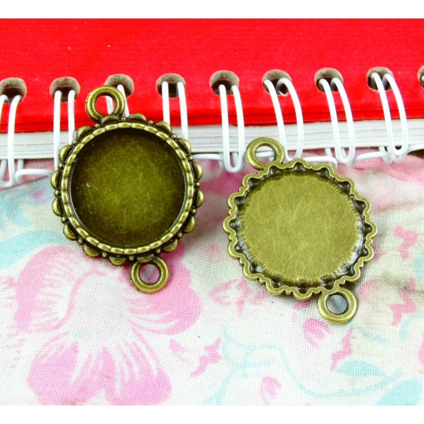 

60pcs 12mm Inner Size Antique Bronze Plated Zinc Alloy Blank Base Jewelry Charms Connector DIY jewelry accessories