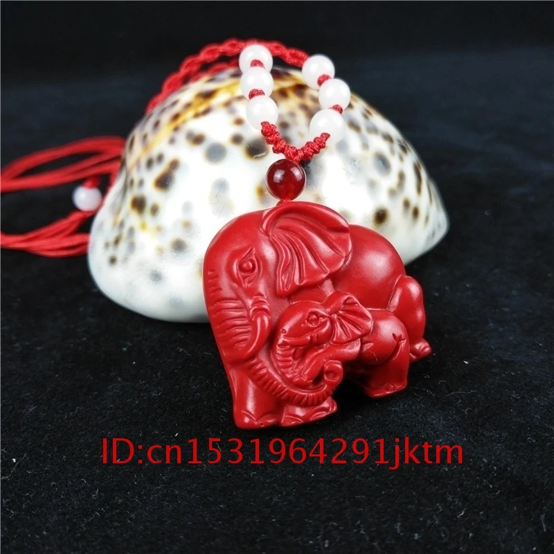 

Men Animal Necklace Fashion Chinese Red Carved Charm Woman Natural Organic Pendant Amulet Cinnabar Gifts Jewellery Elephant Hand