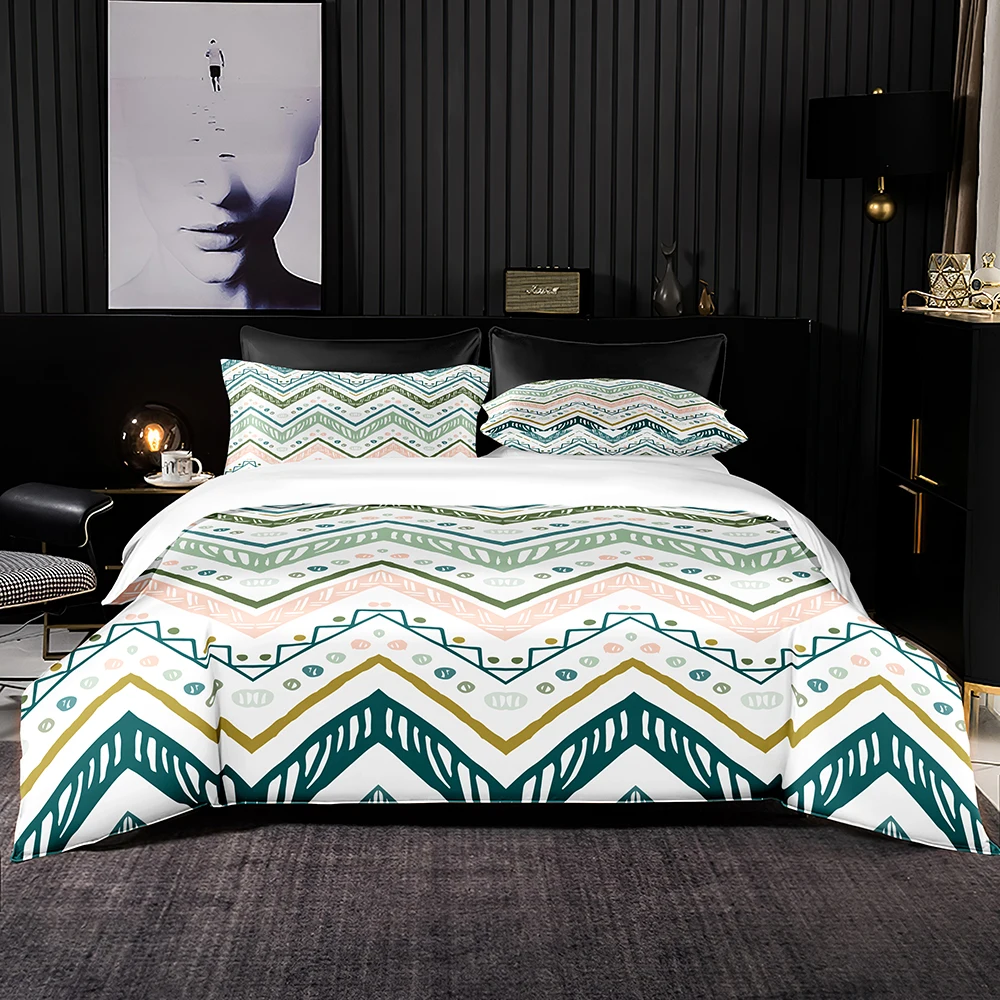 Комплект постельного белья с абстрактным принтом пододеяльник чехол в