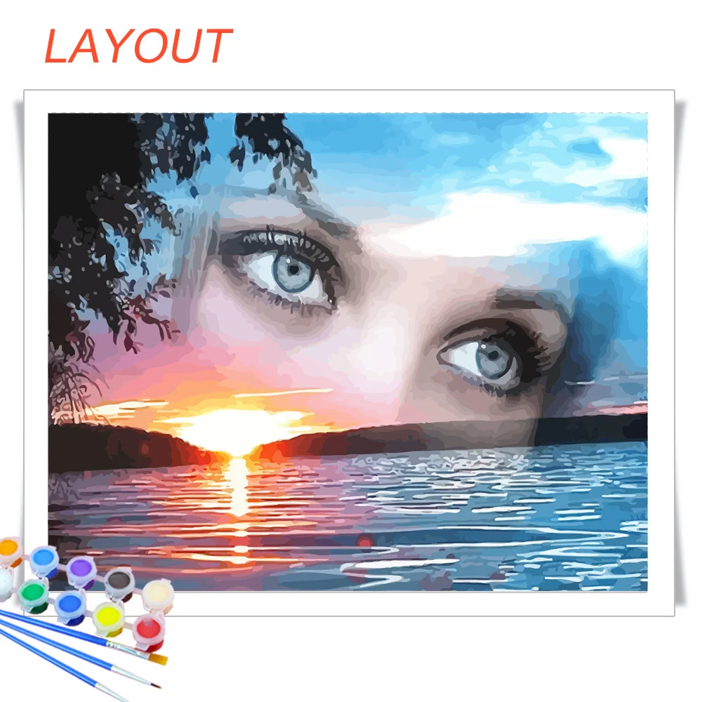 Картина AZQSD по номерам девочка побережье уход за кожей лица домашняя настенная