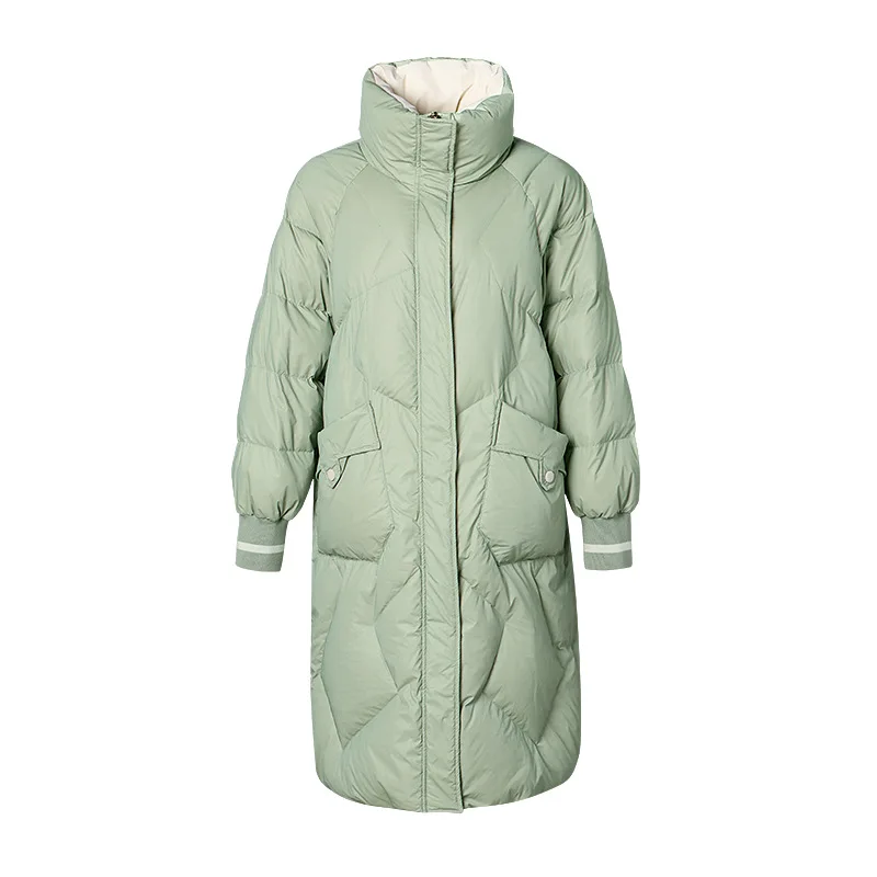 

Женский Зимний новый стильный пуховик средней длины на белом утином пуху, Женское пальто