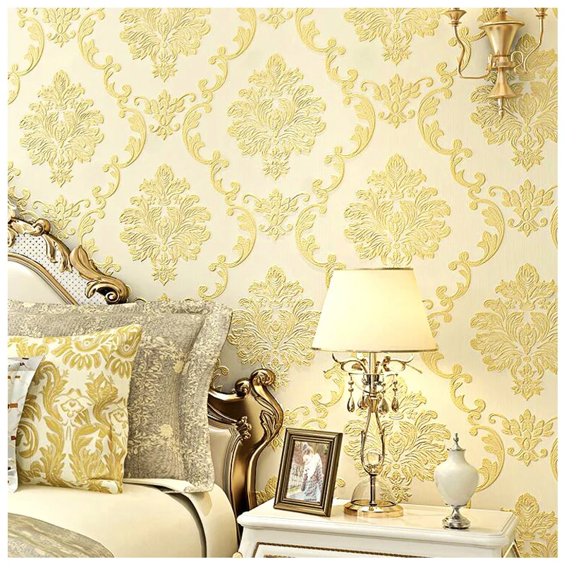 

beibehang European style luxury 3d three-dimensional non-woven wallpaper bedroom living room damascus relief wallpaper