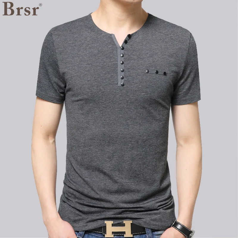 

Summer Boyfriend Gift Men Clothing V Neck Button T For Long Sleeve Solid Color Slim Oversized Men's T-shirt Tops Fashion T Shirt