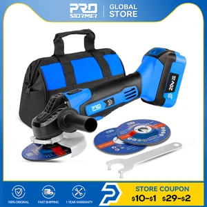 Электрическая угловая шлифовальная машина 20 В, 125 мм, аккумуляторная машина для резки, литиевая батарея, полировка, шлифовка металла, дерева, электроинструмент от PROSTORMER