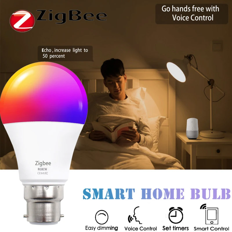 

Smart LED лампа B22 база с ИК-пульт дистанционного управления/WI-FI Zigbee Alexa Google Управление 10 Вт светодиодный ночной Светильник лампы Цвет изменение ...