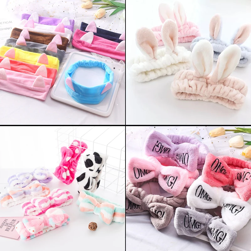 2020 Washing Face Turban Makeup Accessories Bow Hairband Hair New OMG Headband Women Head Wrap Soft Coral Fleece |
