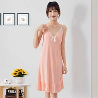 summer new style womens nightdress with chest cushion comfortable v neck sling nightgown sleepstirts home clothes sleepwear