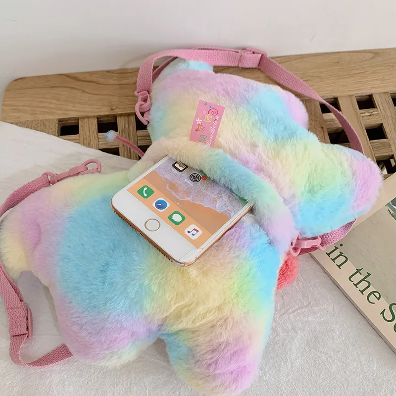 Сумки для девочек новый красивый плюшевый рюкзак сумка-мессенджер девушек