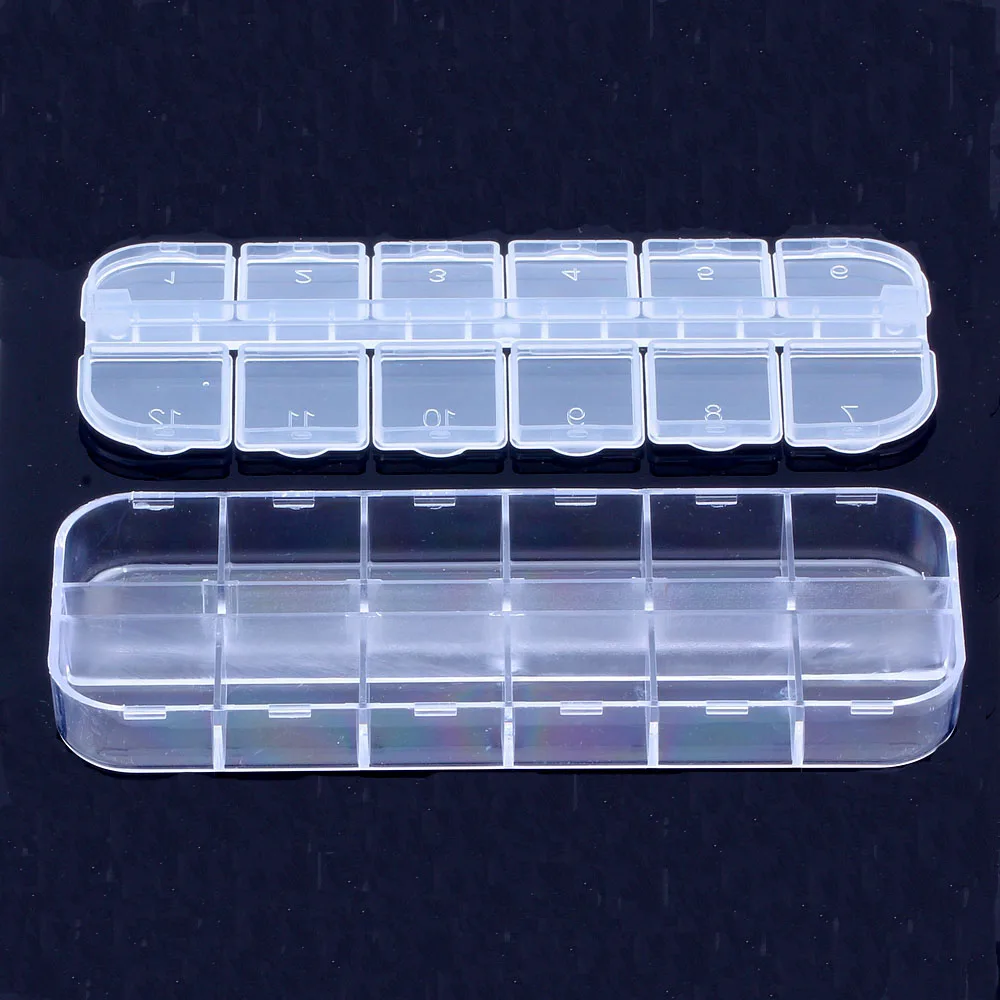 12 ячеек коробка 1 шт Прямоугольная форма для хранения горный хрусталь