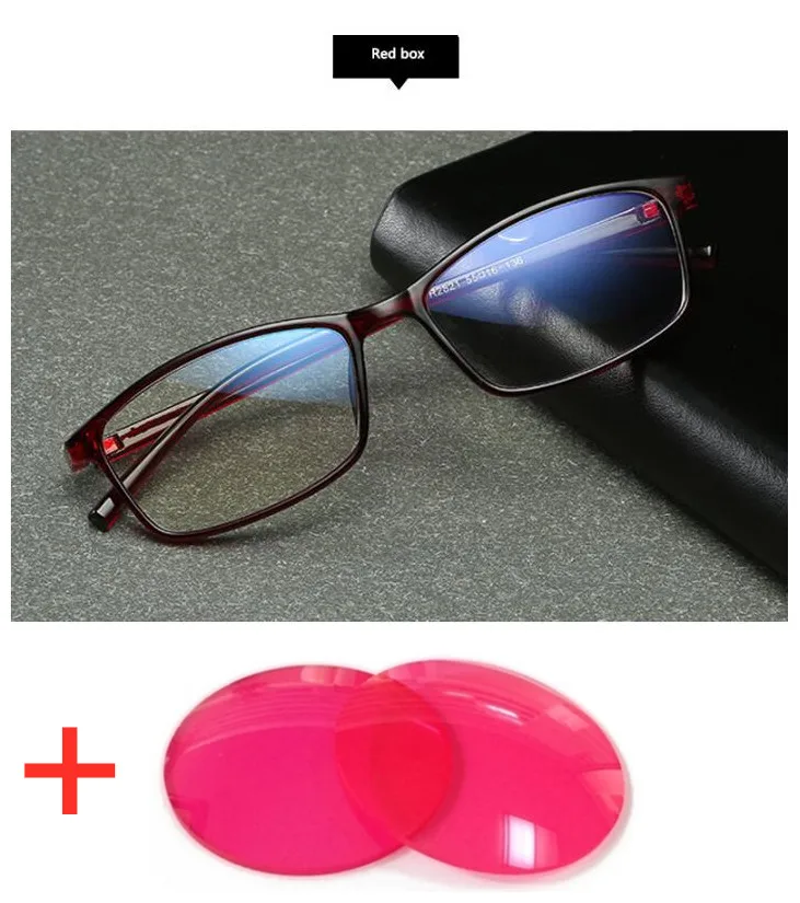 Red frame Red GLTREE цветные очки для женщин и мужчин, красные, зеленые очки для слепоты с коробкой, водительские цветные очки G474 - Цвет линз: Red frame Red
