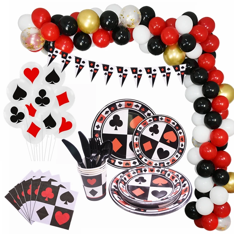 Казино тема игральные карты одноразовая посуда покер вечерние для взрослых день