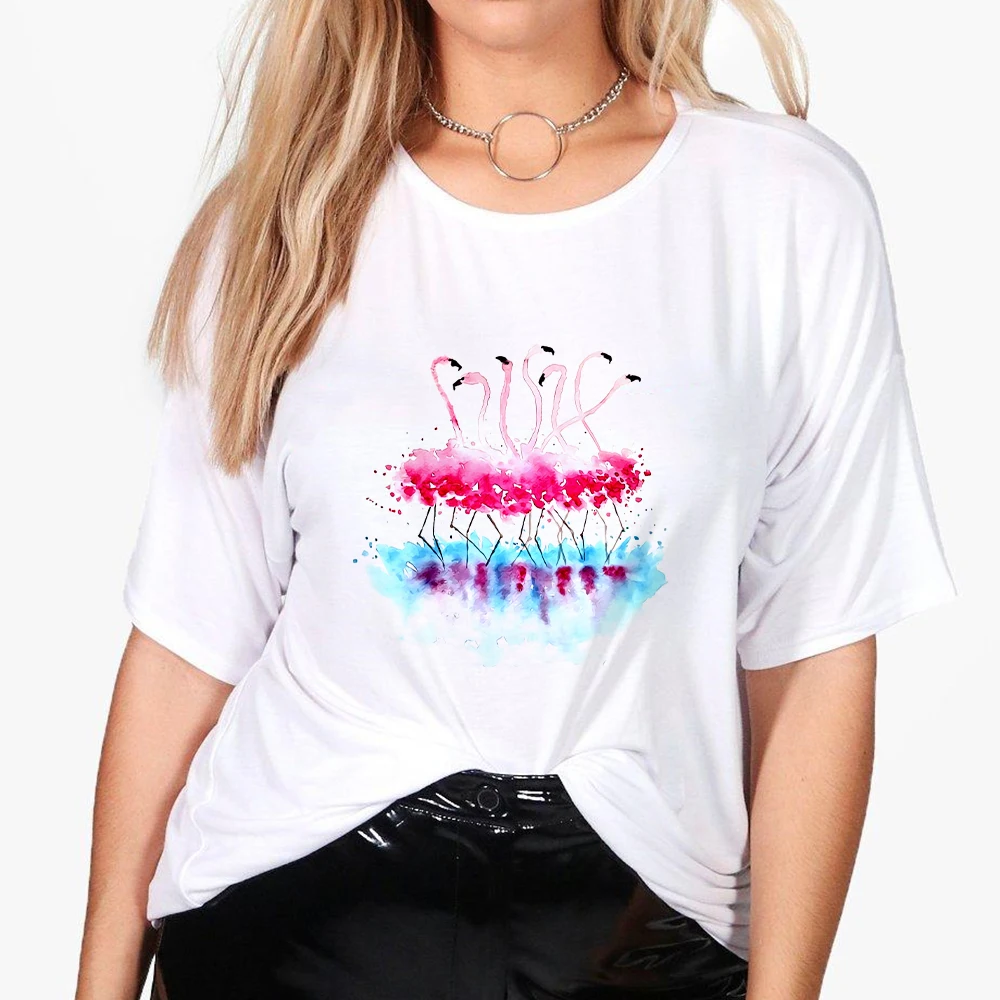 Недорогая женская одежда футболки летние Розовый фламинго Россия Popt 90-х