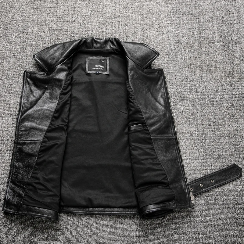 Мужской Байкерский кожаный жилет с поясом куртка без рукавов из 100% натуральной
