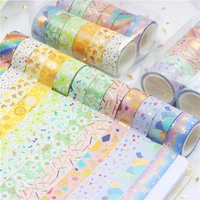 12 pcsset kawaii gold foil washi tape cute rainbow masking tape decorative adhesive tape sticker scrapbooking diary stationery