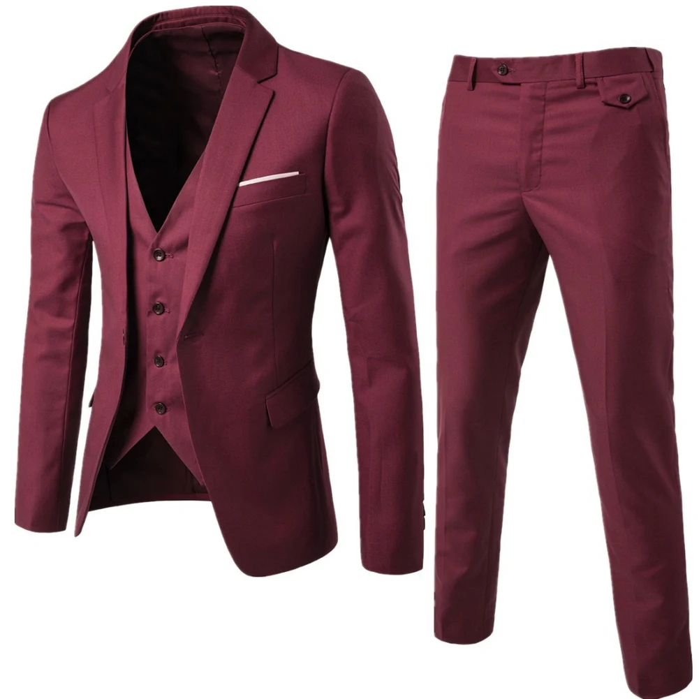 

3Pcs/Set Luxury Mens Suits Set Grey Formal Blazer pants Vest Marriage Tuxedo male Business suit set Terno wedding mens suit slim