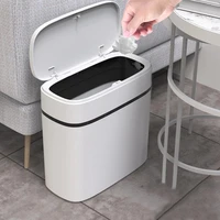 10 14l press type auto bounce trash can waterproof waste bins household bathroom kitchen trash bag holder garbage bin for toilet