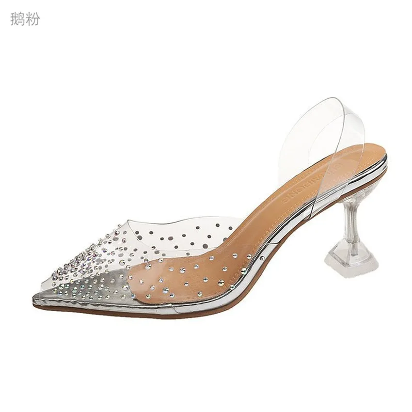 

Women Sandals Outdoor Transparent Rhinestone High Heels Woman Summer Sexy Fashion Wedding Party Brand Fashion Shoes For Lady