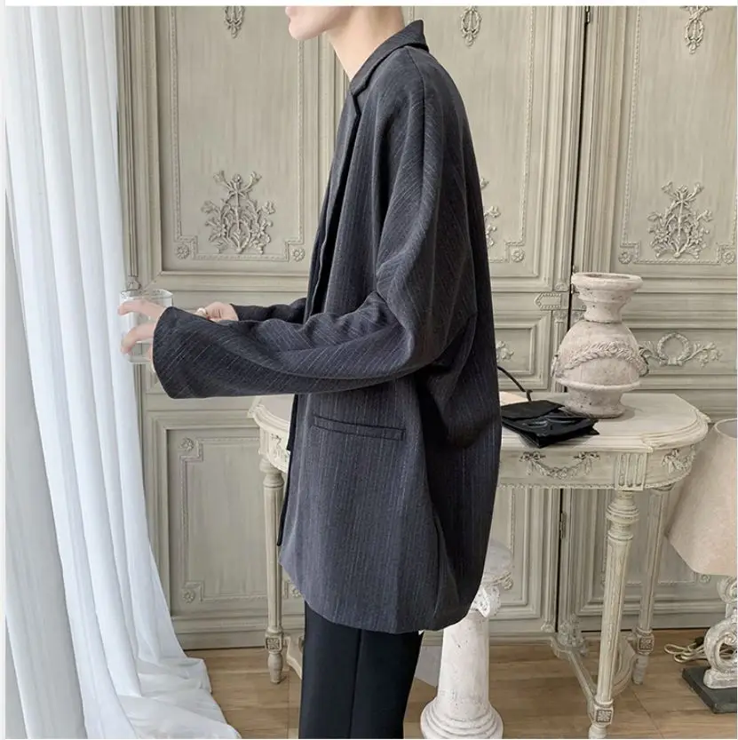 Hongkong Autumn Men Blazer Black Oversized Blazer Masculino Yuppie Style Men Blazer hombre