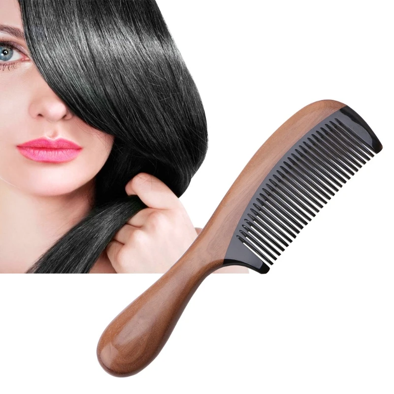 Pro Natural Ox Horn Green Sandalwood Fragrant Comb Wooden Handle Combs Hair Care | Красота и здоровье