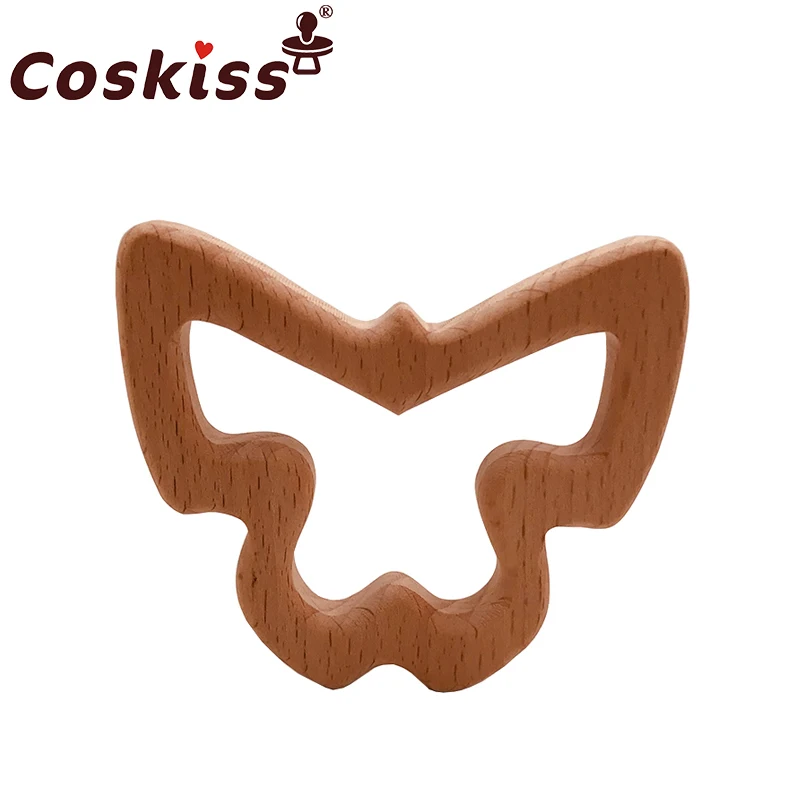 

Coskiss Baby Wooden Teether Beech Wood Cartoon Butterfly Teething Toys Montessori Inspired Nursing Pendant Baby Teether