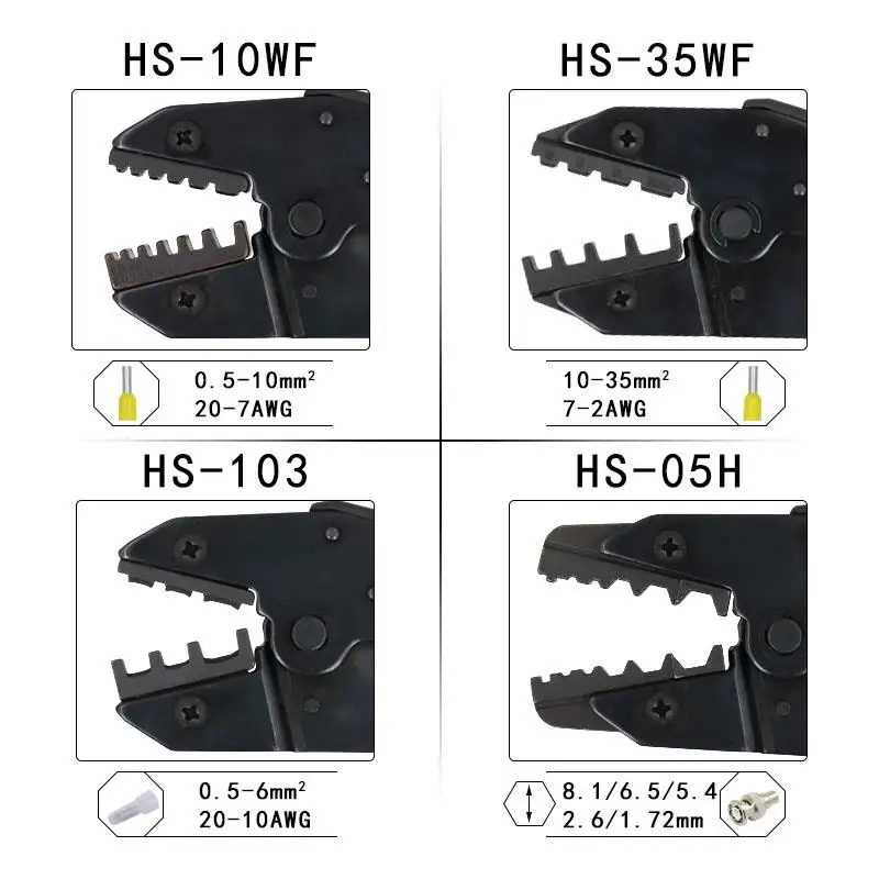 

Crimping Pliers Clamp Tools Cap/coaxial Cable Terminals Kit 230mm HS-40J Multi Functional YEFYM Carbon Steel Multifunctional