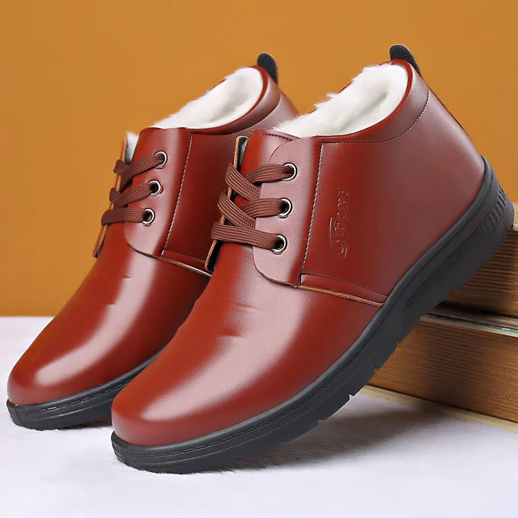 

New Winter Outdoor Men Leather Boots Safety High-Top Ankles Boots Comfortable Safety Warm Non-Slip Business Men's Boots