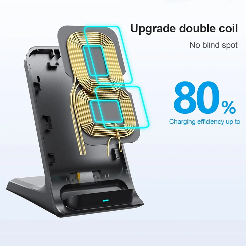 

Qi Fast Wireless Charger 15W 3 in 1 For iPhone 12 11 Pro Samaung Huawei Charging Dock Station For Apple Watch 5 4 3 2 AirPods