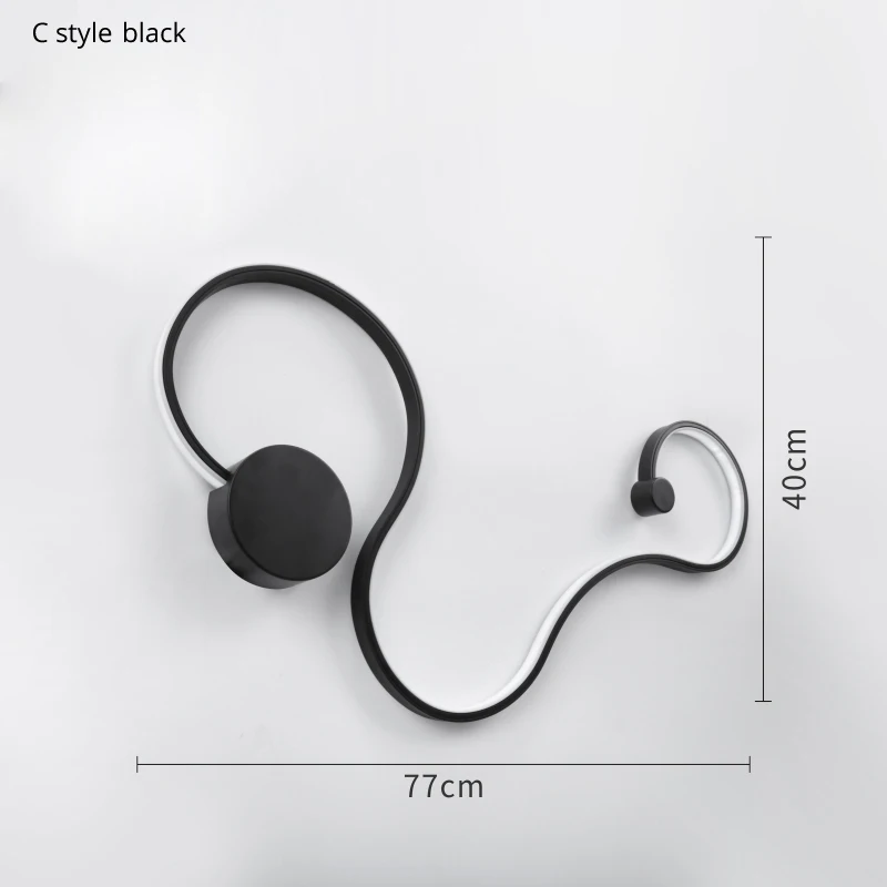 C 77 cm black Красивая бра Современные настенные светильники для спальни,учебы,гостиной,балкона,комнаты,белый/черный акриловые роскошная лампа - Цвет абажура: C 77 cm black