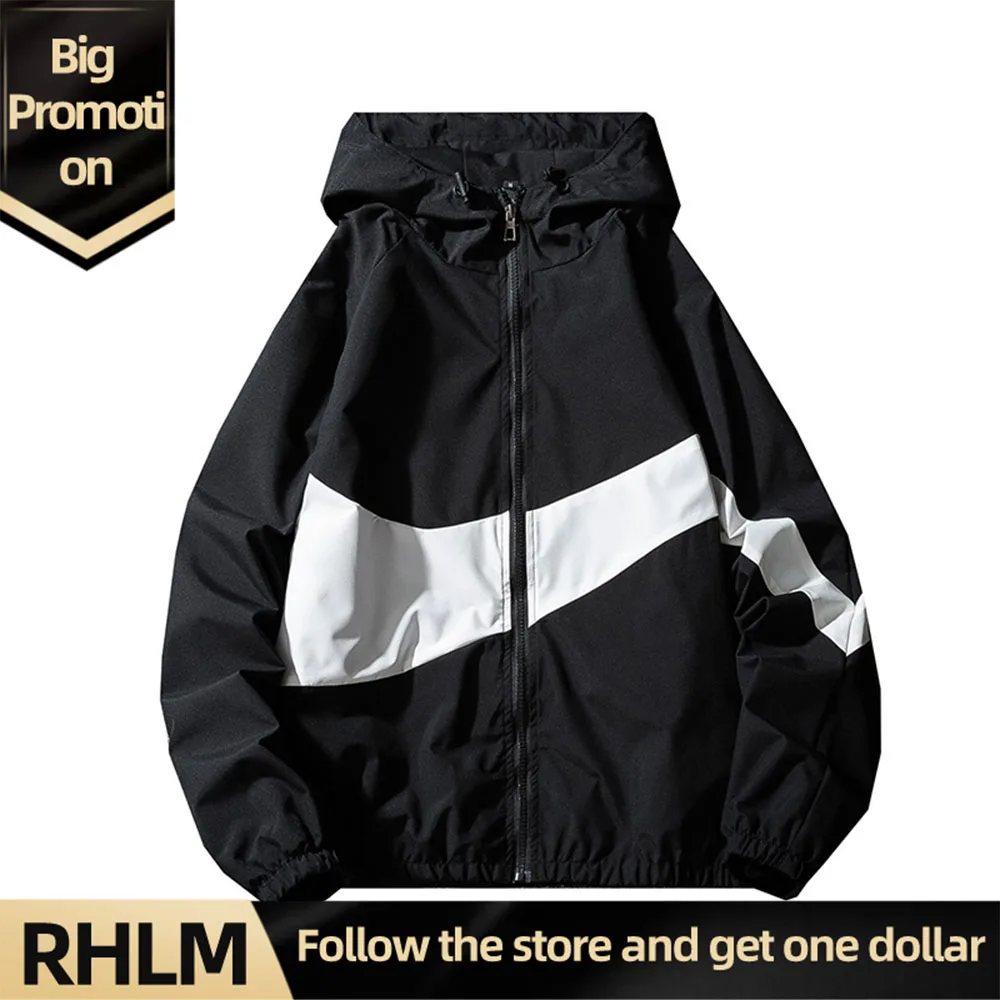 

ã€RHLMã€‘ New Spring And Autumn Men's Jackets Hip-Hop Windbreaker Hooded Casual Zipper Shirt Men's Casual Street Fashion Jackets