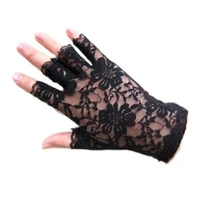women gothnic party sexy dressy lace gloves fingerless black white mittens