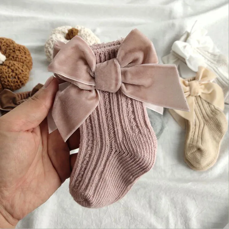 Baby Socks Bow winter autumn Bowknot for Newborn Baby Girls Kids for Winter  Terry Cotton Sokken Princess socks
