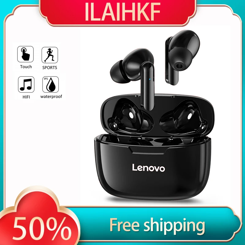 

Беспроводные наушники Lenovo Ture TWS Bluetooth 5,0, Спортивная гарнитура с сенсорной кнопкой, IPX5, глубокие водонепроницаемые наушники Heardphone XT90