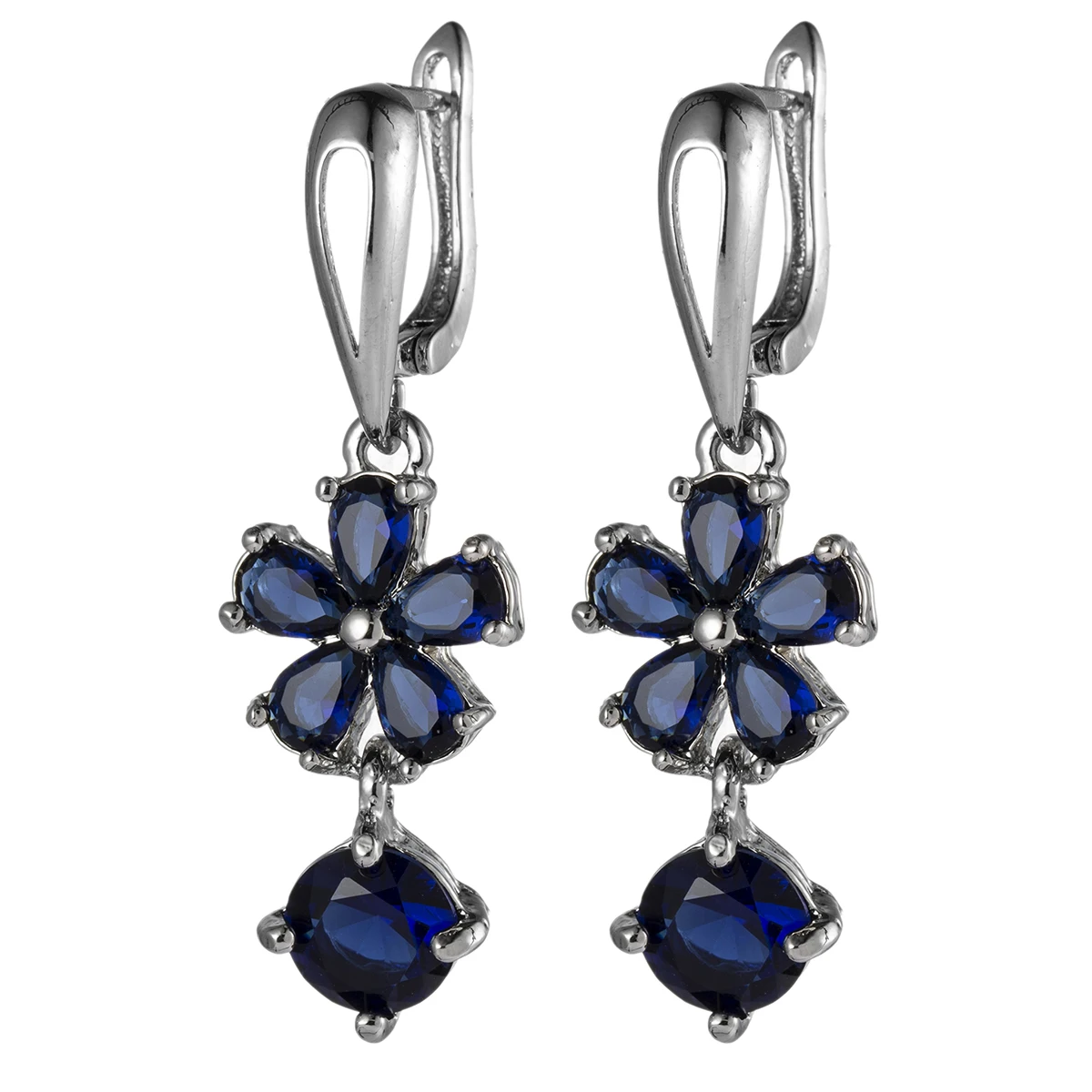 Женские серьги кисточки с кристаллами свадебные голубым