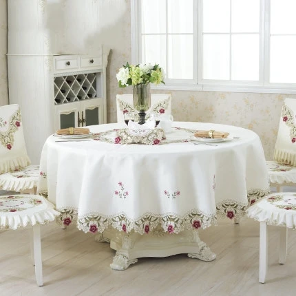 Роскошная скатерть с вышивкой для обеденного стола свадебный цветок красный