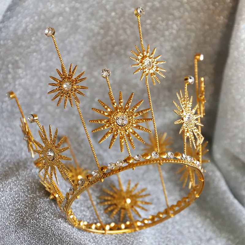 Birthday Cake Baking Crown Sun Flower Iron Rhinestone Decoration Round Tiara Queen Bridal Jewelry | Украшения и аксессуары