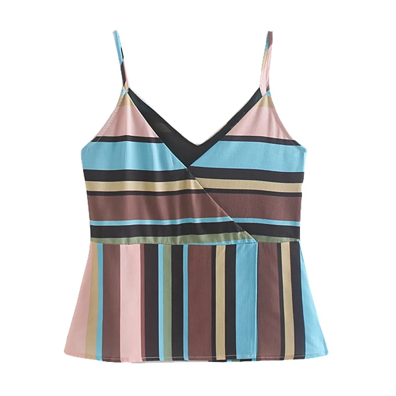 Женский жилет в полоску без рукавов с v образным вырезом сексуальный топ на