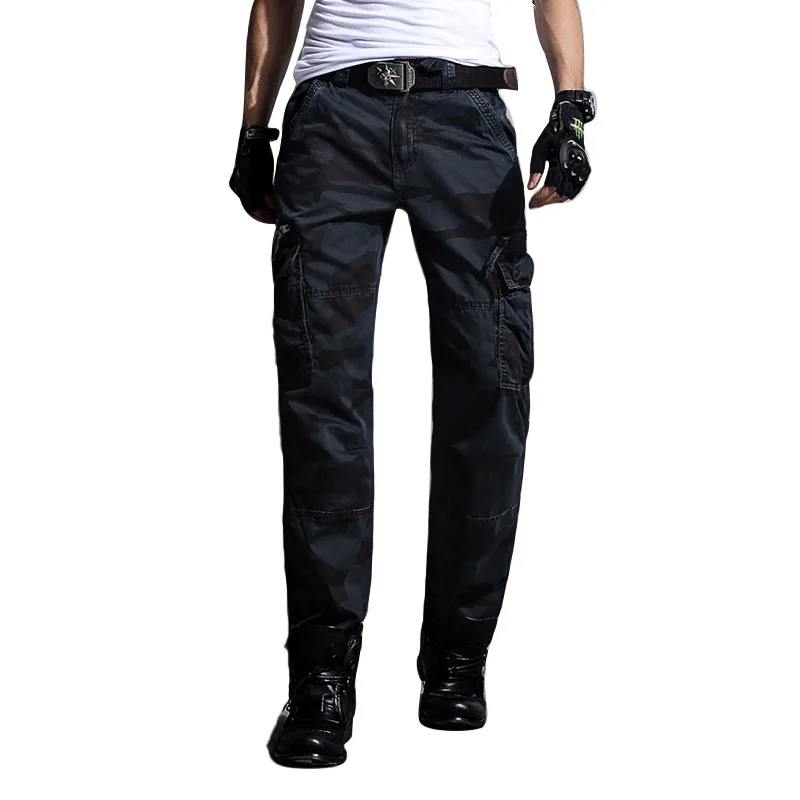 Брюки-карго мужские камуфляжные хлопок много карманов милитари синий спортивные