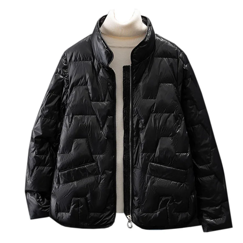 

Autumn Winter Women Stand-up collar Down Coat Ultra Light 90% White Duck Down Jacket Zippers Windproof Parkas
