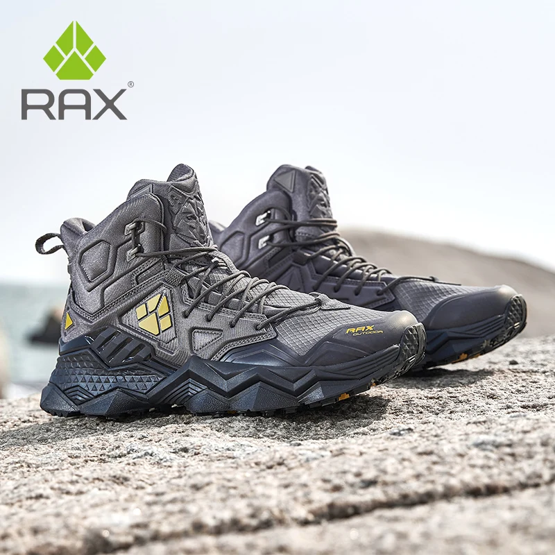 RAX-Men Women Waterproof Hiking Shoes Outdoor Sneakers Leather Trekking Boots Tactical Mountain Boots Hunting Sneakers