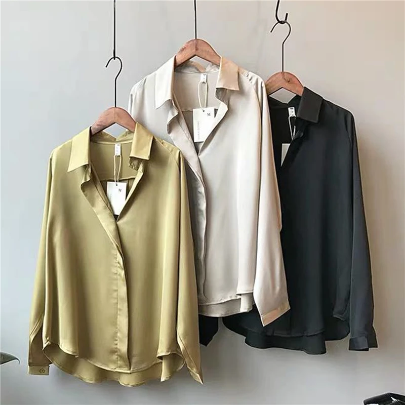 

2021 Women Summer Spring Blouse Casual Fashion Long Sleeves Top Vintage Femme V Neck Shirt Elegant Sexy Cotton Polyester Blouses