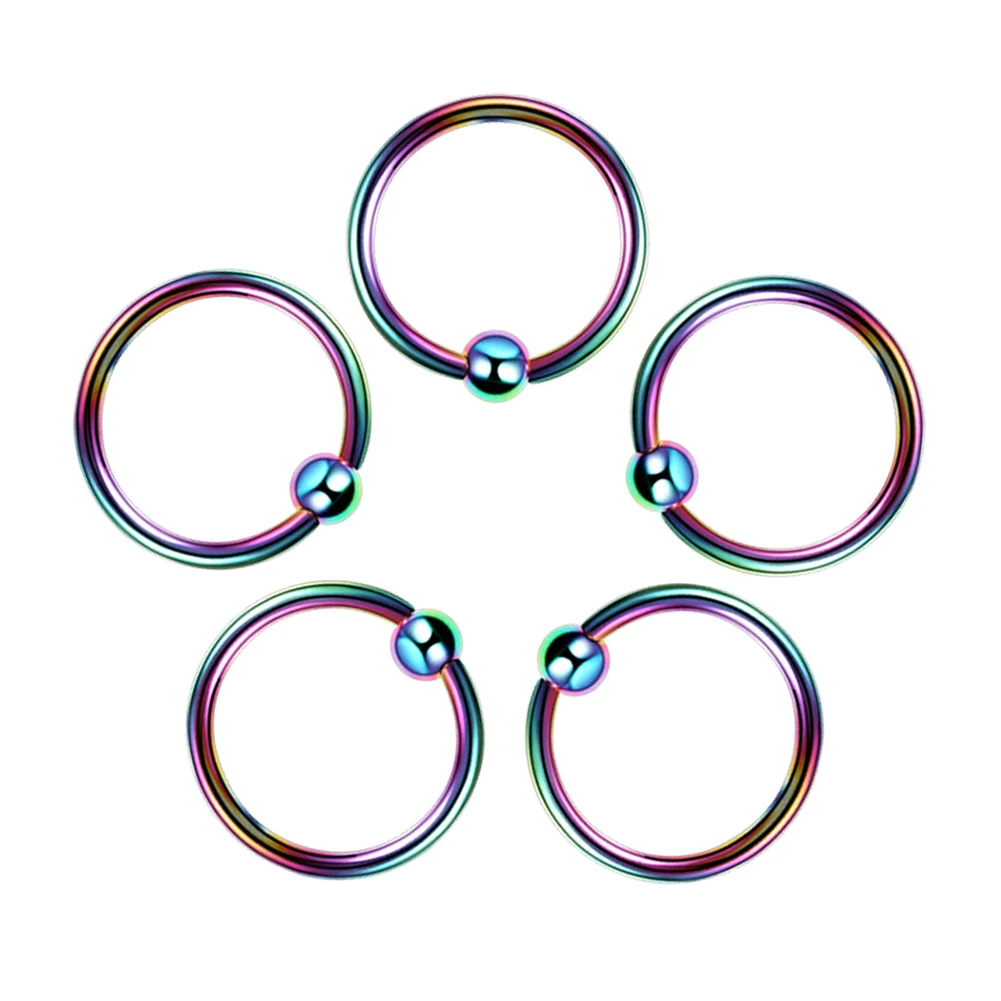 

1Pcs Stainless Steel Ball Black Hoop Earrings Circle Captive Bead Ring Ear Nose Septum Helix Tragus Cartilage Piercing