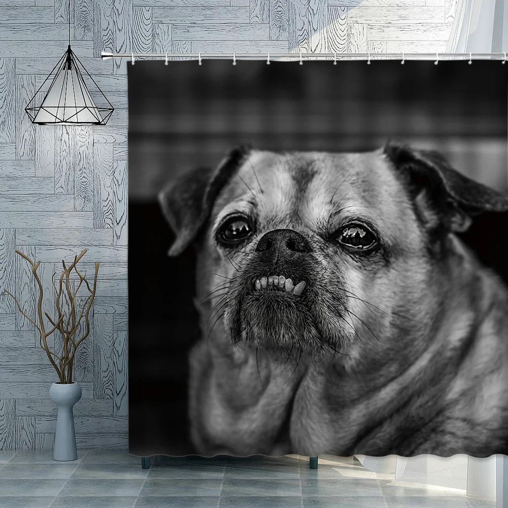 

Cute Pets Shower Curtains Cats Dogs Puppies Roses Fallen Leaves Home Bathroom Waterproof Decorative Screens With Hooks Washable