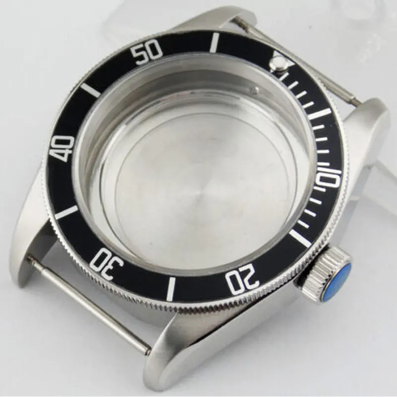 

41mm Mens Watch Case Black Bezel Stainless Steel Sapphire Glass Fit NH35 36 ETA 2836 Miyota8215,8205,Seagull Automatic Movement
