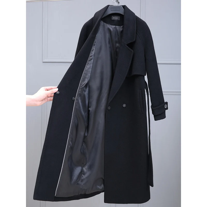 Женское кашемировое пальто Leiouna свободное однотонное из шерсти средней длины