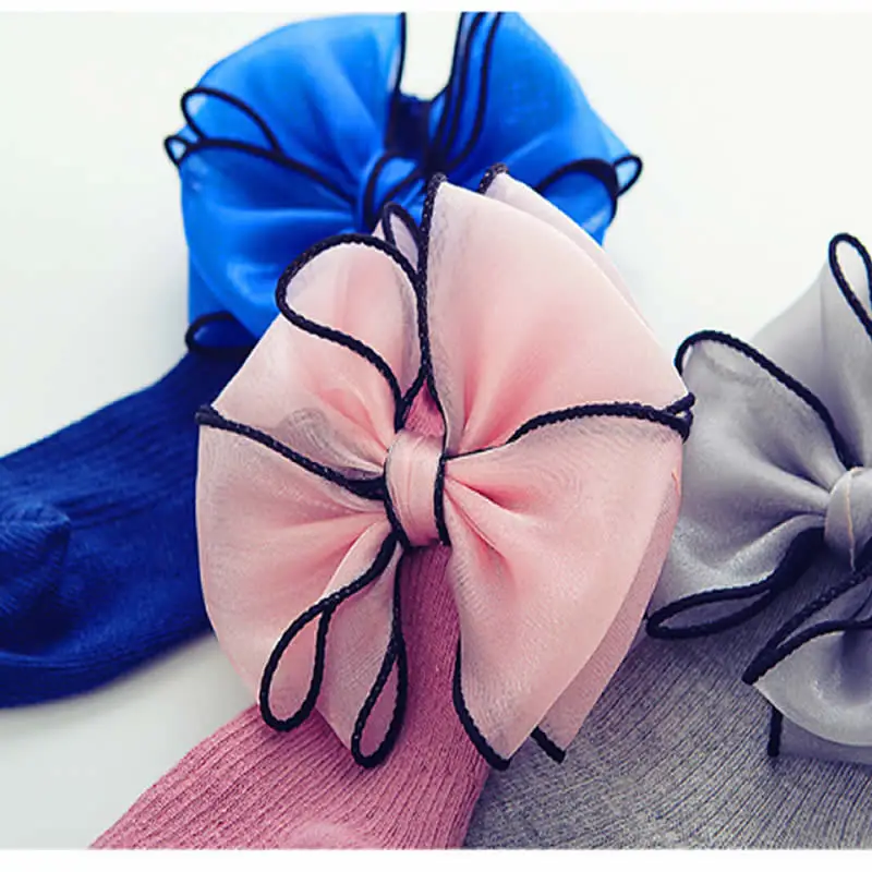 Носки детские хлопковые черные с бантом | Детская одежда и обувь
