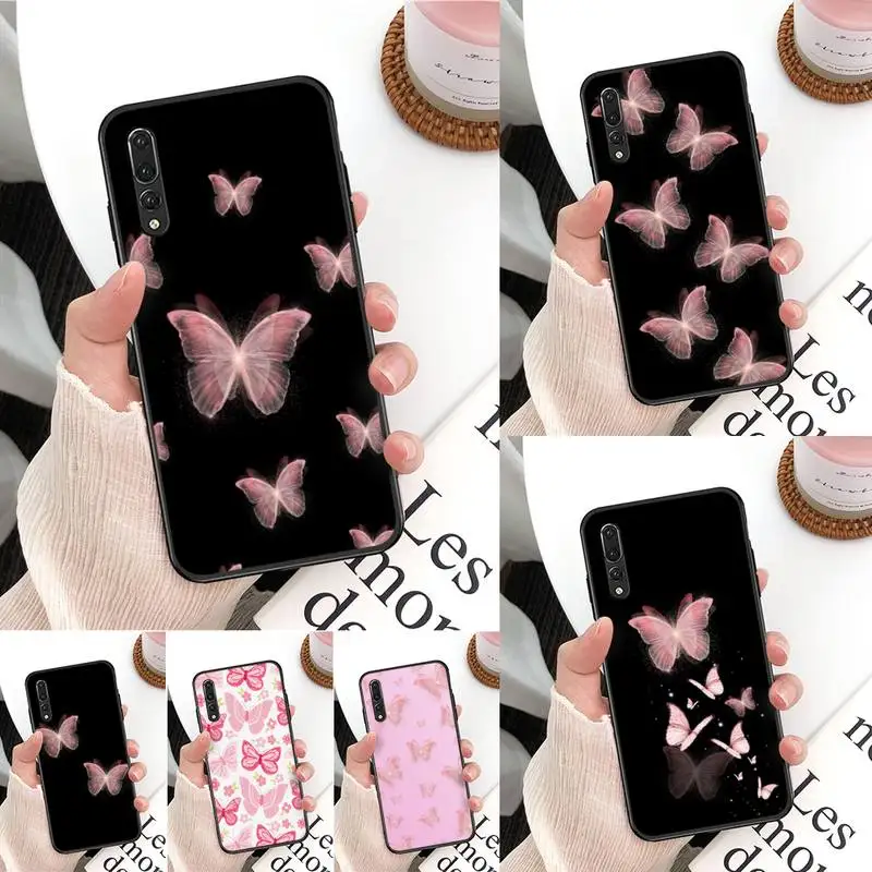 

Yinuoda Beauty pink Butterfly Phone Case For Huawei P9 P30 P10 P20 lite Plus Pro P40lite Psmart Silicone Capa