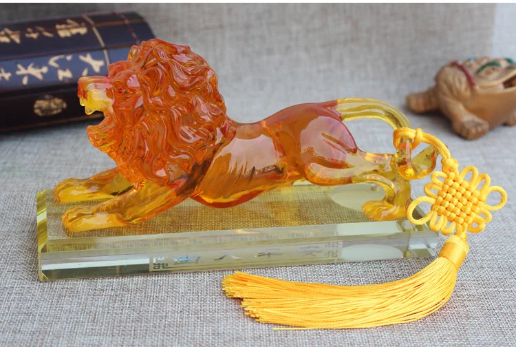 20CM LARGE # OFFICE HOME CAR SHOP EFFICACIOUS FENG SHUI TALISMAN PROTECTION MONEY DRAWING 3D CRYSTAL LION SCULPTURE ART STATUE | Дом и сад
